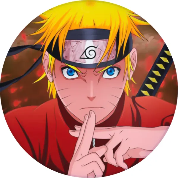 Kulatý jedlý obrázek na dort – Naruto, v červeném plášti s mečem (červená, žlutá, černá)