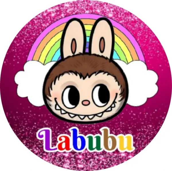 Kulatý jedlý obrázek na dort – Labubu, Vínová (červená, růžová, duhová)