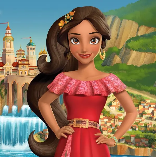 Obdélníkový jedlý obrázek na dort – Elena z Avaloru (červená, modrá, hnědá)