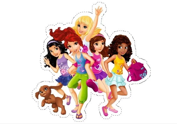 Obdélníkový jedlý papír k výřezu – Lego Friends (růžová, fialová, modrá)