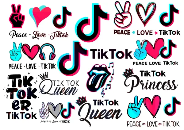 Obdélníkový jedlý papír k výřezu – Tik Tok (tyrkysová, růžová, černá)