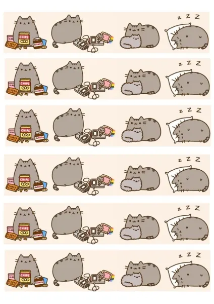 Obdélníkový jedlý papír k výřezu – Pusheen (šedá, růžová, bílá)