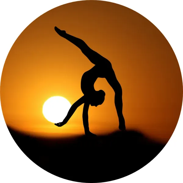 Kulatý jedlý obrázek na dort – Baletka, Gymnastka (černá, žlutá, červená)