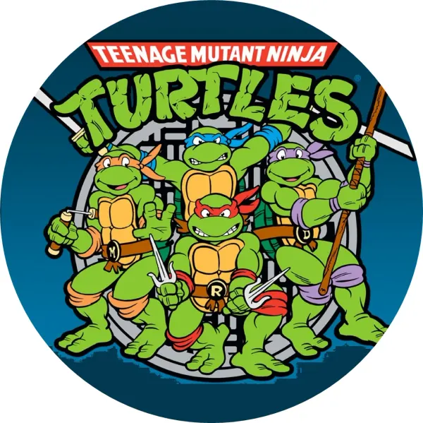 Kulatý jedlý obrázek na dort – Želvy Ninja (zelená, modrá, červená)