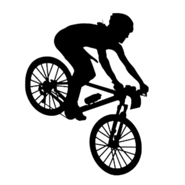 Kulatý jedlý obrázek na dort – Cyklista, silueta (černá, bílá)