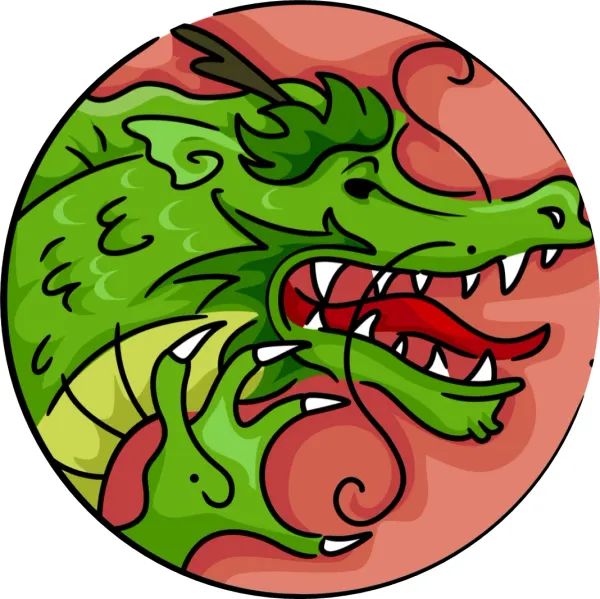 Kulatý jedlý obrázek na dort – Drak (zelená, červená, černá)