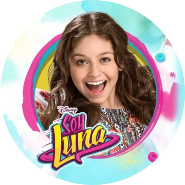 Kulatý jedlý obrázek na dort – Soy Luna (růžová, tyrkysová, žlutá)