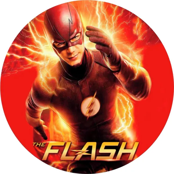 Kulatý jedlý obrázek na dort – Avengers, Flash (červená, žlutá, černá)