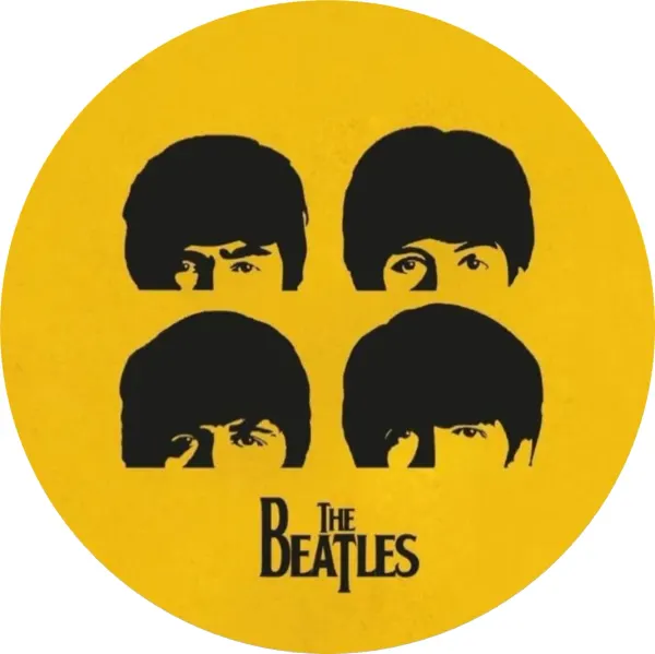 Kulatý jedlý obrázek na dort – The Beatles (žlutá, černá)