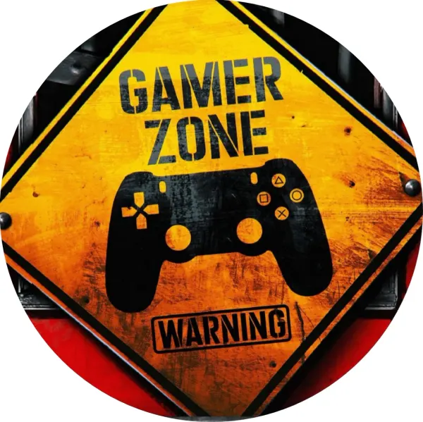 Kulatý jedlý obrázek na dort – Gamer, Zone (žlutá, černá, červená)