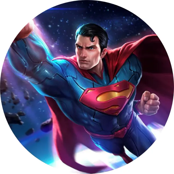 Kulatý jedlý obrázek na dort – Superman, letící hrdina ve vesmíru (modrá, červená, černá)