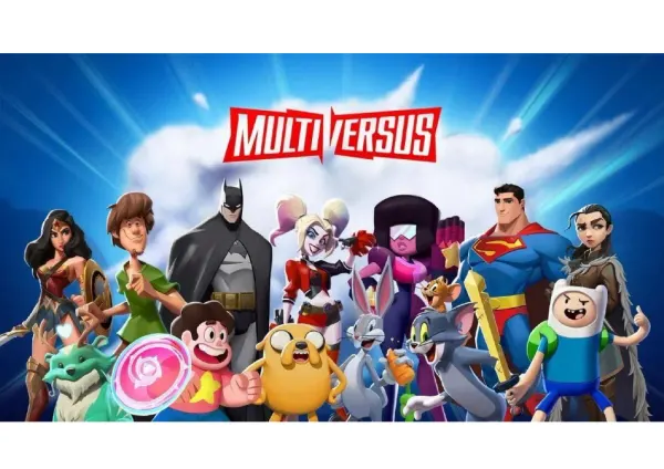 Obdélníkový jedlý obrázek na dort – MultiVersus (modrá, červená, žlutá)