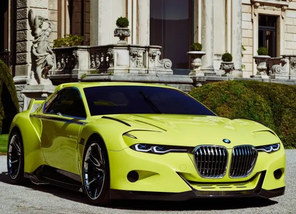 Obdélníkový jedlý obrázek na dort – BMW, Sporťák (žlutá, šedá, černá)