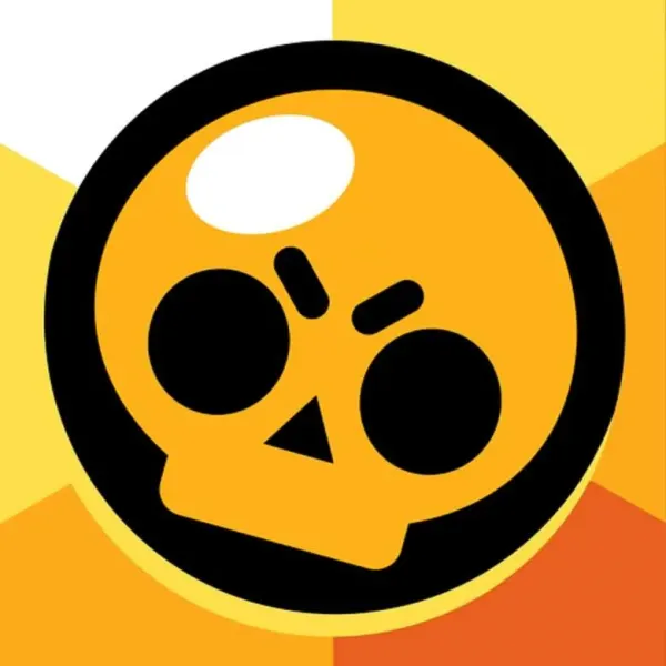 Kulatý jedlý obrázek na dort – Brawl Stars, žlutá lebka s paprsky (žlutá, černá)