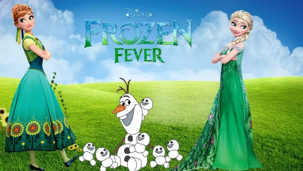 Obdélníkový jedlý obrázek na dort – Frozen, Elsa, Anna a malí sněhuláčci na louce (zelená, modrá, bílá)