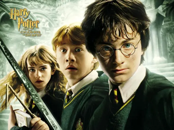 Obdélníkový jedlý obrázek na dort – Harry Potter, Harry s mečem a přátelé (zelená, černá, žlutá)
