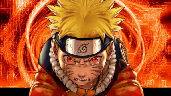 Obdélníkový jedlý obrázek na dort – Naruto, červené oči a plamenná energie (červená, žlutá, černá)