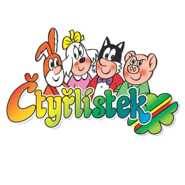 Kulatý jedlý obrázek na dort – Čtyřlístek, parta s duhovým nápisem (červená, zelená, žlutá)