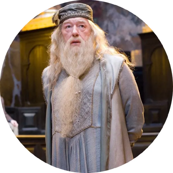 Kulatý jedlý obrázek na dort – Harry Potter, Albus Brumbál (šedá, stříbrná, hnědá)