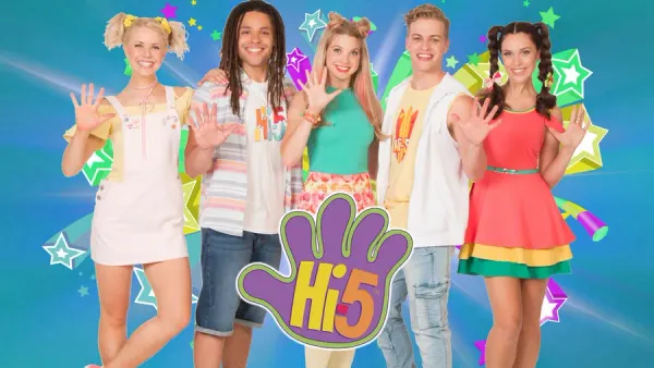 Obdélníkový jedlý obrázek na dort – Hi 5 (tyrkysová, žlutá, fialová)