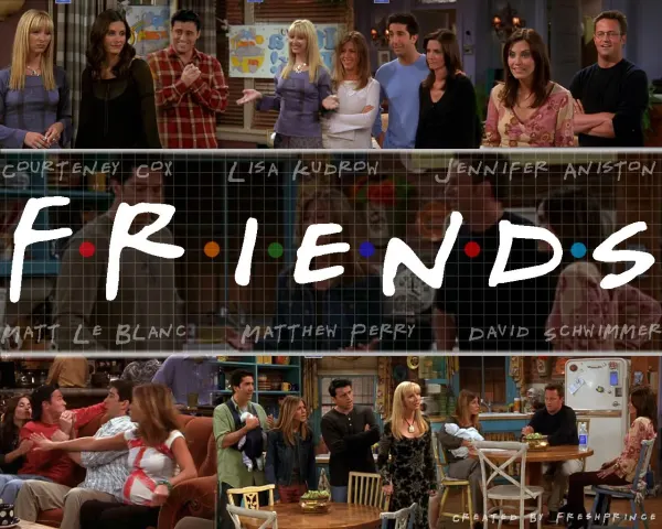 Obdélníkový jedlý obrázek na dort – Přátelé, Friends (hnědá, fialová, černá)