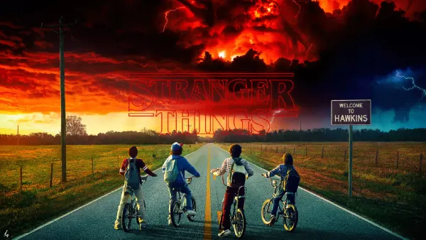 Obdélníkový jedlý obrázek na dort – Stranger Things (červená, černá, žlutá)