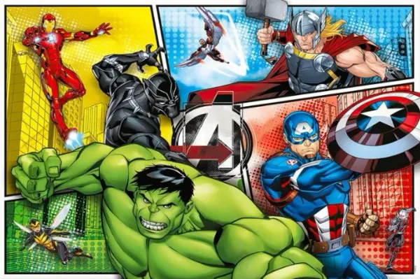 Obdélníkový jedlý obrázek na dort – Avengers, Hulk, Captain a velké logo (červená, modrá, zelená)