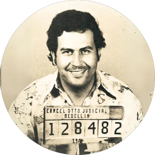 Kulatý jedlý obrázek na dort – Pablo Escobar (hnědá, černá, bílá)