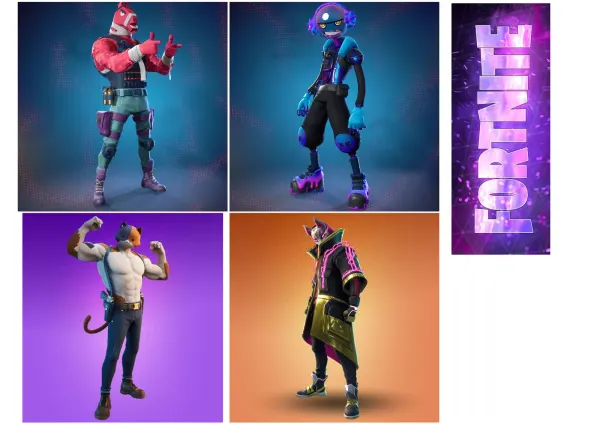 List jedlých koleček na cupcakes – Fortnite (fialová, modrá, černá)