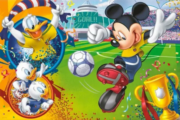 Obdélníkový jedlý obrázek na dort – Fotbal, Disney (zelená, modrá, žlutá)