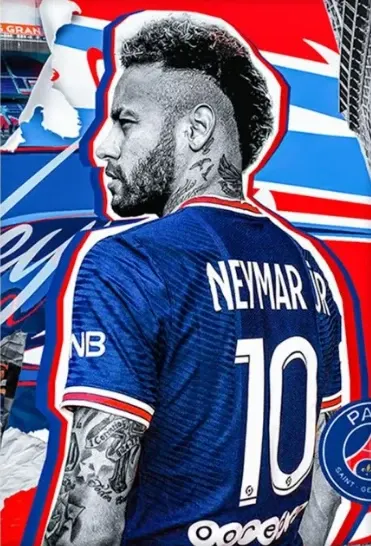 Obdélníkový jedlý obrázek na dort – Neymar (modrá, červená, bílá)