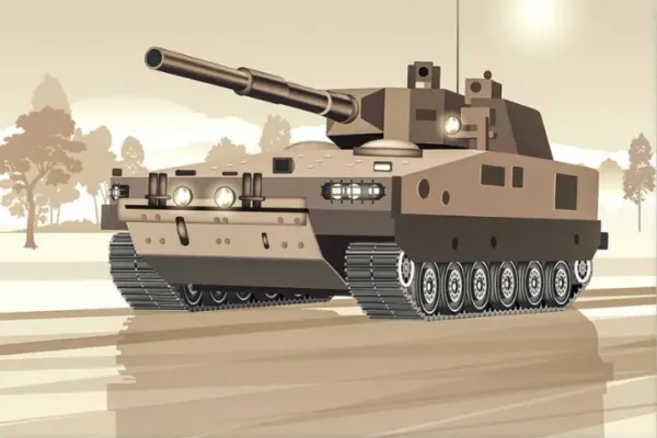 Obdélníkový jedlý obrázek na dort – Tank (hnědá, šedá, černá)