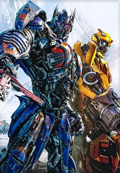 Obdélníkový jedlý obrázek na dort – Transformers (modrá, žlutá, šedá)