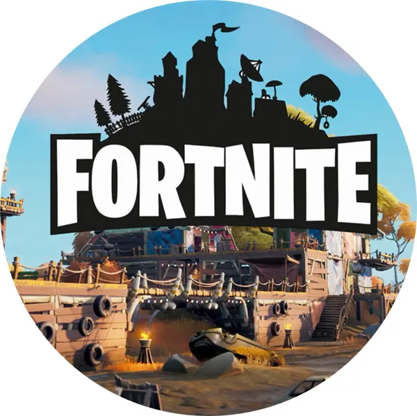 Kulatý jedlý obrázek na dort – Fortnite 22 (modrá, hnědá, černá)