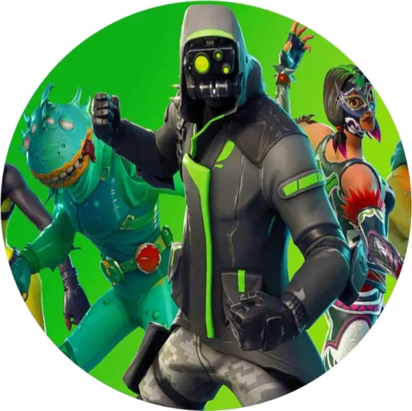 Kulatý jedlý obrázek na dort – Fortnite, Green (zelená, černá, šedá)