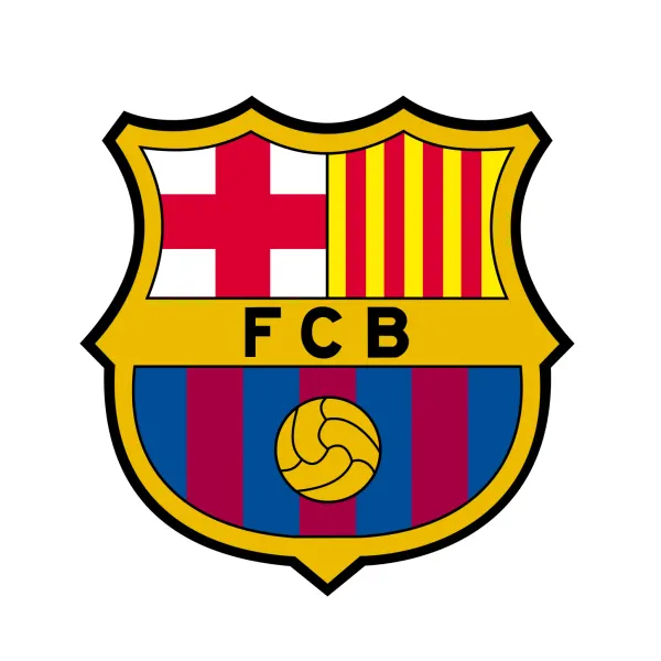 Kulatý jedlý obrázek na dort – FC Barcelona, Světlý (žlutá, červená, modrá)