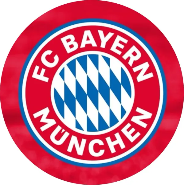 Kulatý jedlý obrázek na dort – Bayern Mnichov (červená, modrá, bílá)