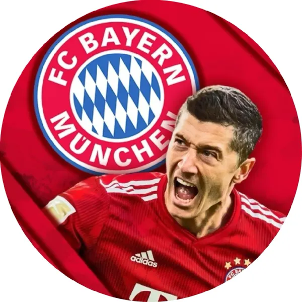 Kulatý jedlý obrázek na dort – Bayern, Lewandowski (červená, bílá, modrá)