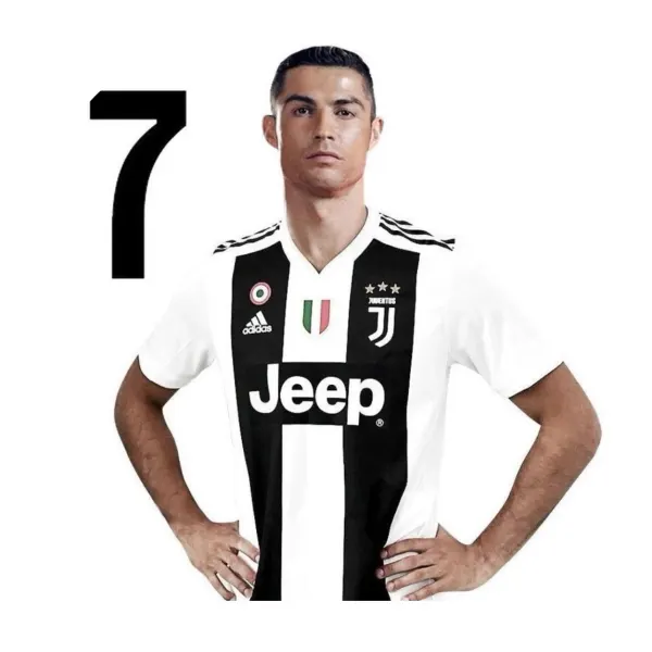 Kulatý jedlý obrázek na dort – Cristiano Ronaldo, 7 (černá, bílá)