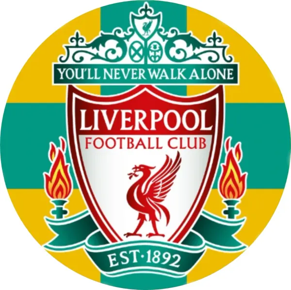 Kulatý jedlý obrázek na dort – Liverpool, Green and Yellow (zelená, žlutá, červená)