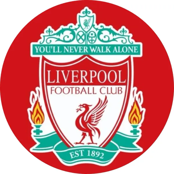 Kulatý jedlý obrázek na dort – Liverpool, Red (červená, bílá, tyrkysová)