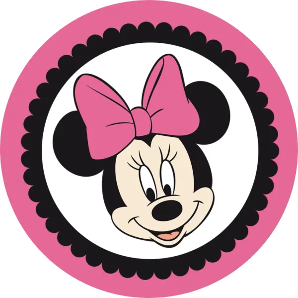 Kulatý jedlý obrázek na dort – Minnie, Pink (růžová, černá, bílá)