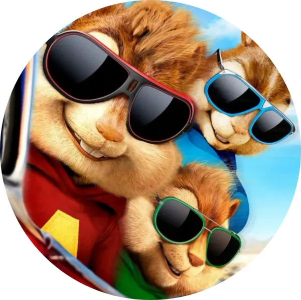 Kulatý jedlý obrázek na dort – Alvin a Chipmunkové, brýle (modrá, červená, hnědá)