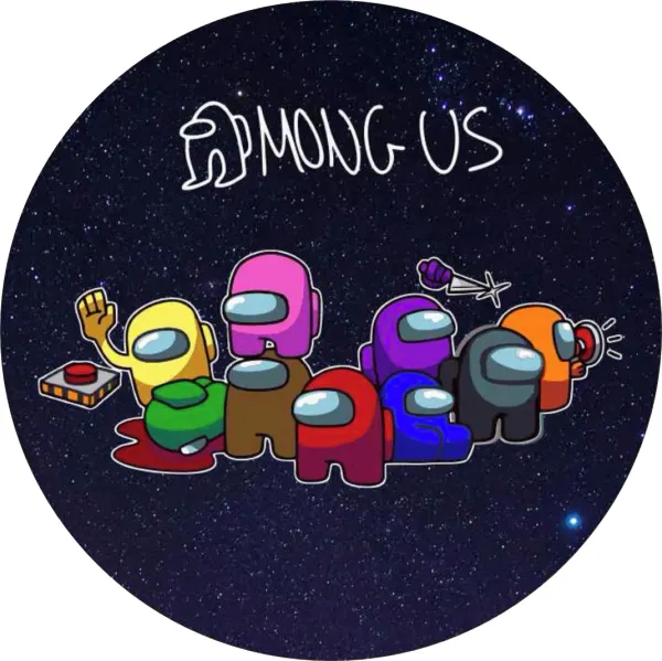 Kulatý jedlý obrázek na dort – Among Us 5 (černá, modrá, červená)