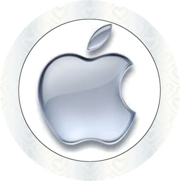 Kulatý jedlý obrázek na dort – Apple (stříbrná, bílá, šedá)