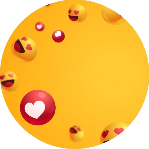 Kulatý jedlý obrázek na dort – Emoji, Srdíčka (žlutá, červená, bílá)