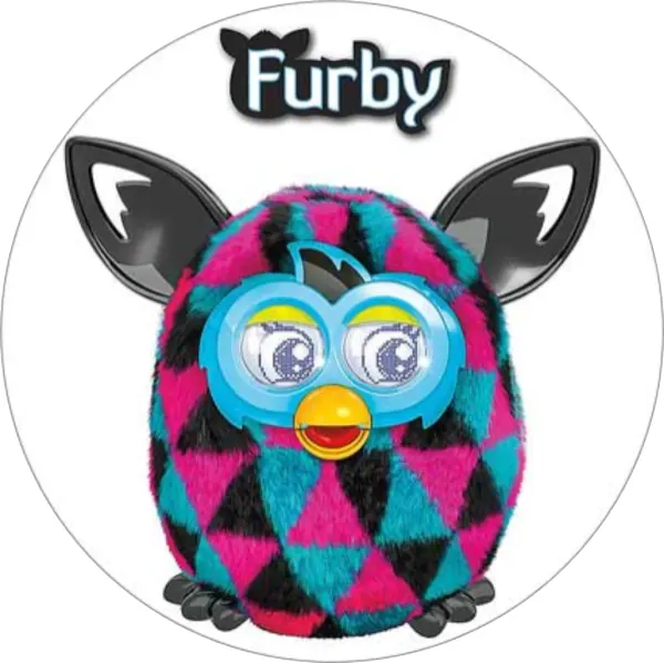 Kulatý jedlý obrázek na dort – Furby (růžová, tyrkysová, černá)