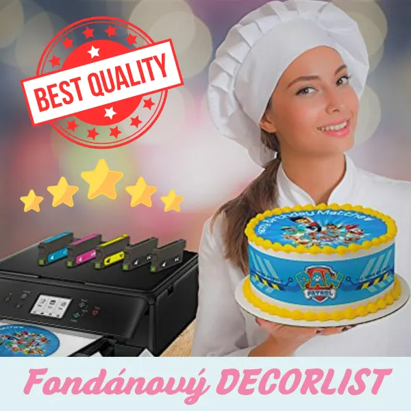 Kulatý jedlý obrázek na dort – Tisk vaší foto na DECORLIST, KULATÝ / HRANATÝ ✴️ (modrá, žlutá, bílá)