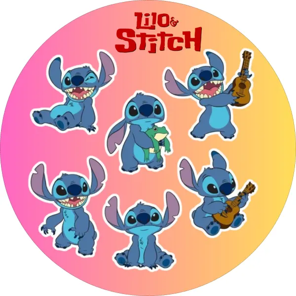 List jedlých koleček na cupcakes – Lilo & Stitch (modrá, růžová, žlutá)