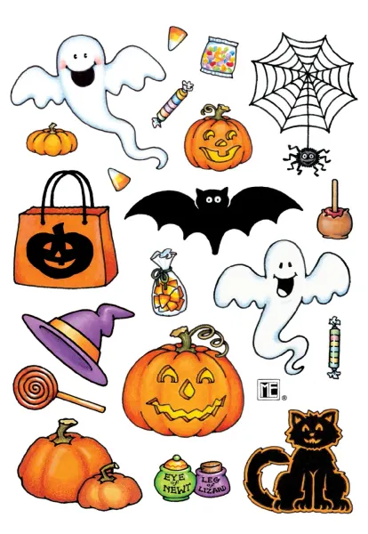 List jedlých koleček na cupcakes – Halloween, lektvary, sladkosti a bílí duchové (žlutá, černá, bílá)